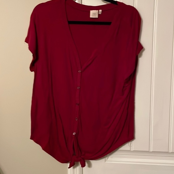 GOOD Luck Gem XL Burgundy button up top gently used - Picture 1 of 4